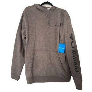 Columbia Mens XL Hoodie Sweatshirt Grey Pullover Sleeve Spellout Black NEW